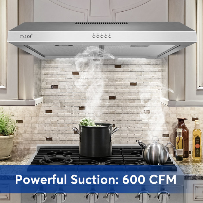 Tylza 30" 600 CFM Under Range Hood Ducted / Ductless 3 Speed